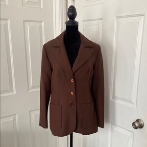 Leslie Fay “Personal” Vintage Brown Blazer with Notched Lapels and Tailored Fit